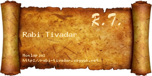 Rabi Tivadar névjegykártya